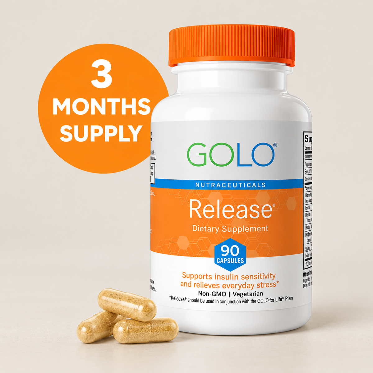 GOLO Release Dietary Supplement for Insulin Sensitivity & Everyday Stress Support – 90 Capsules