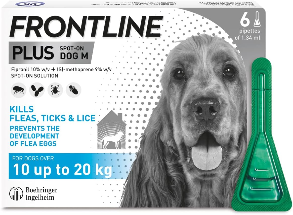 FRONTLINE Plus Spot-On Dog M, 6 pipettes of 1.34 ml, for dogs over 10 up to 20 kg — front product image
