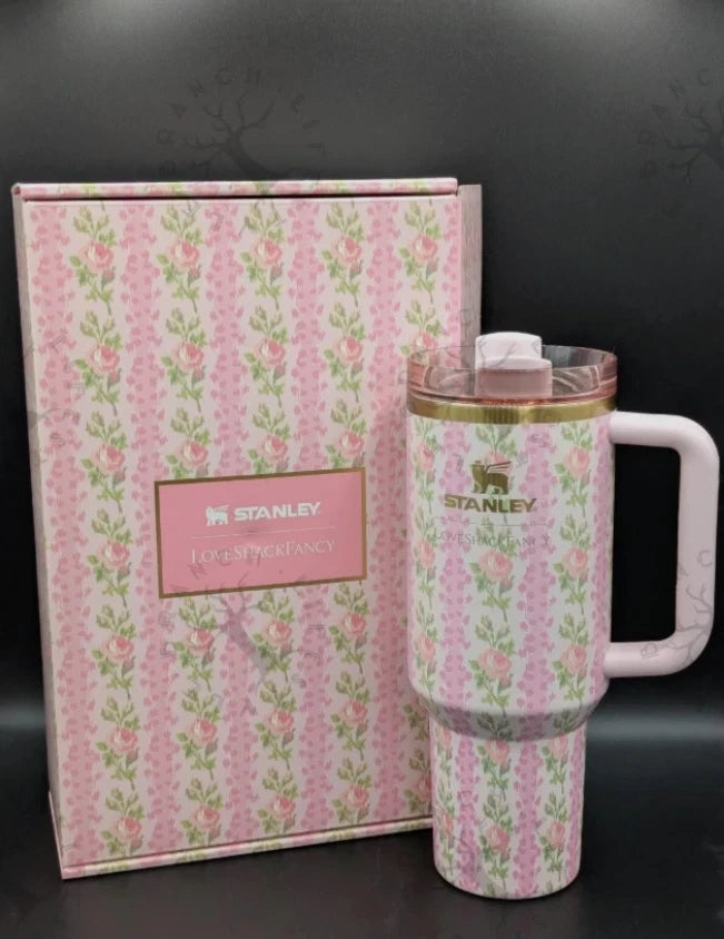 Stanley x LoveShackFancy Floral Quencher Tumbler – Pink Rose Design