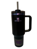 40 oz Insulated Travel Tumbler with Handle & Straw – Black