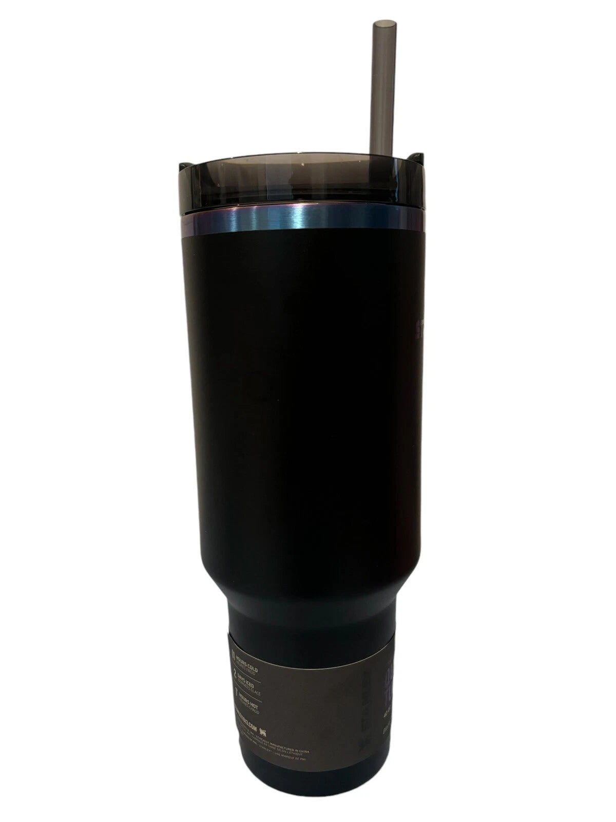 40 oz Insulated Travel Tumbler with Handle & Straw – Black