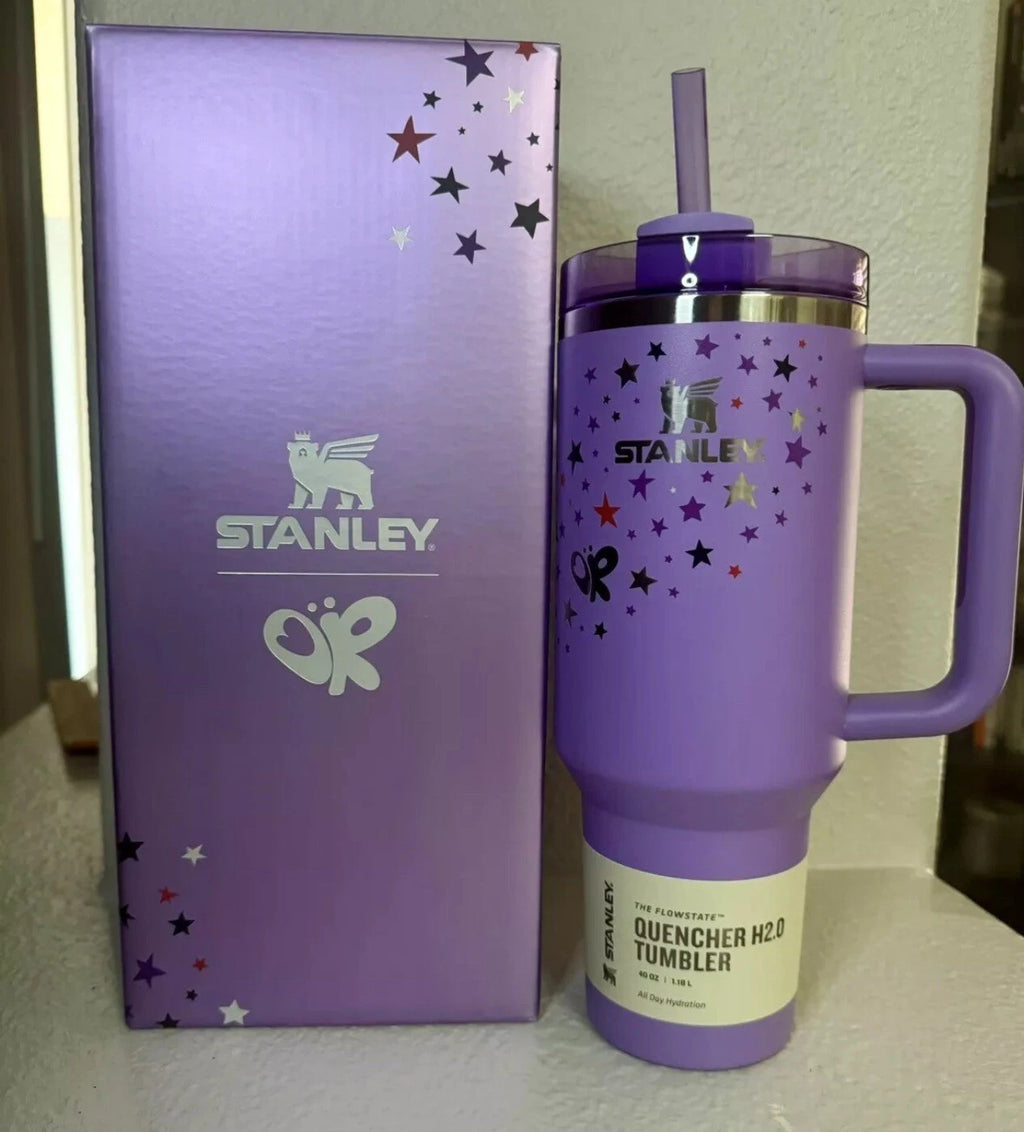 Stanley Quencher H2.0 Purple Star Print Tumbler – 40 oz