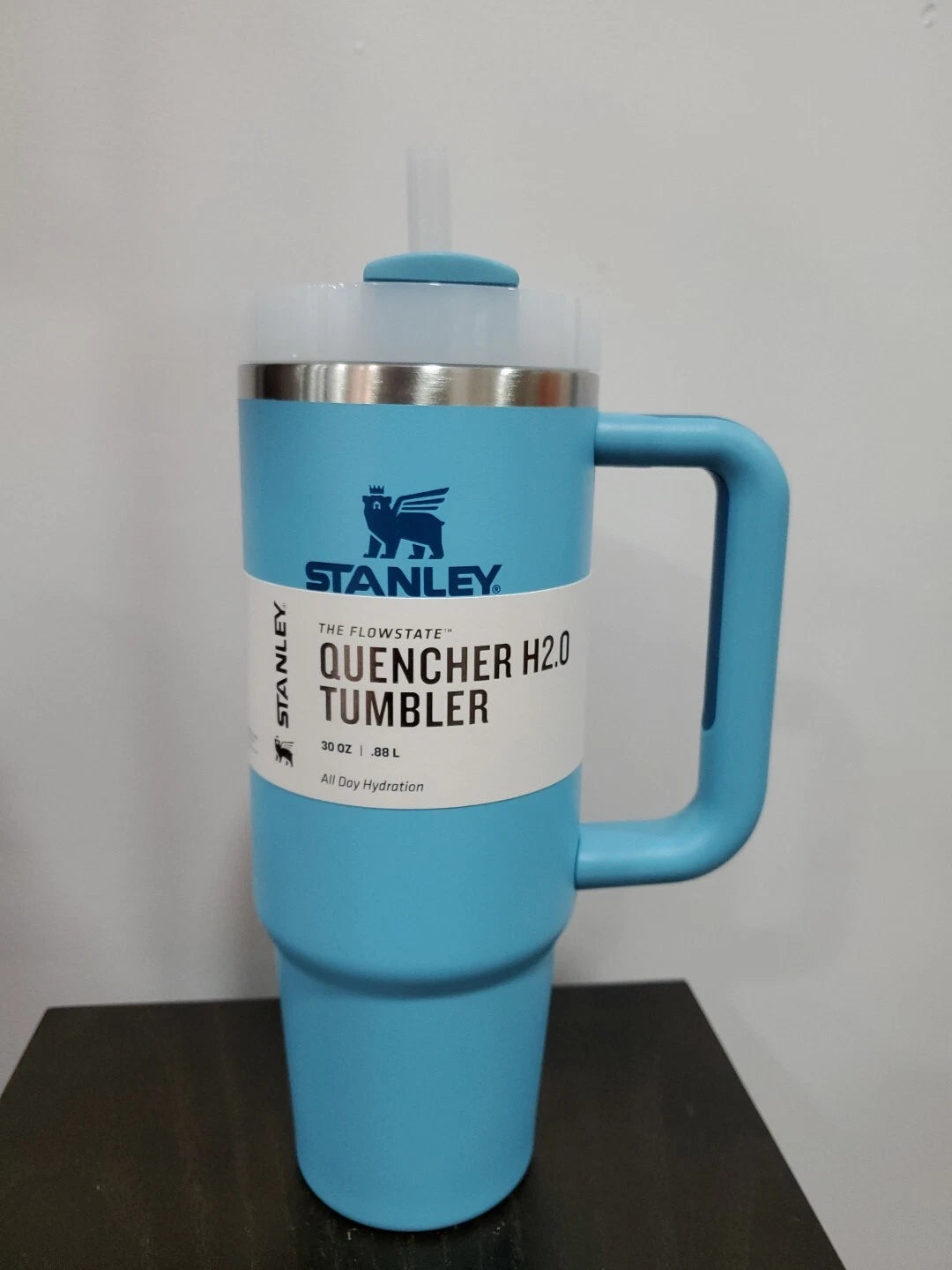 30 oz Blue Insulated Travel Tumbler with Handle & Straw