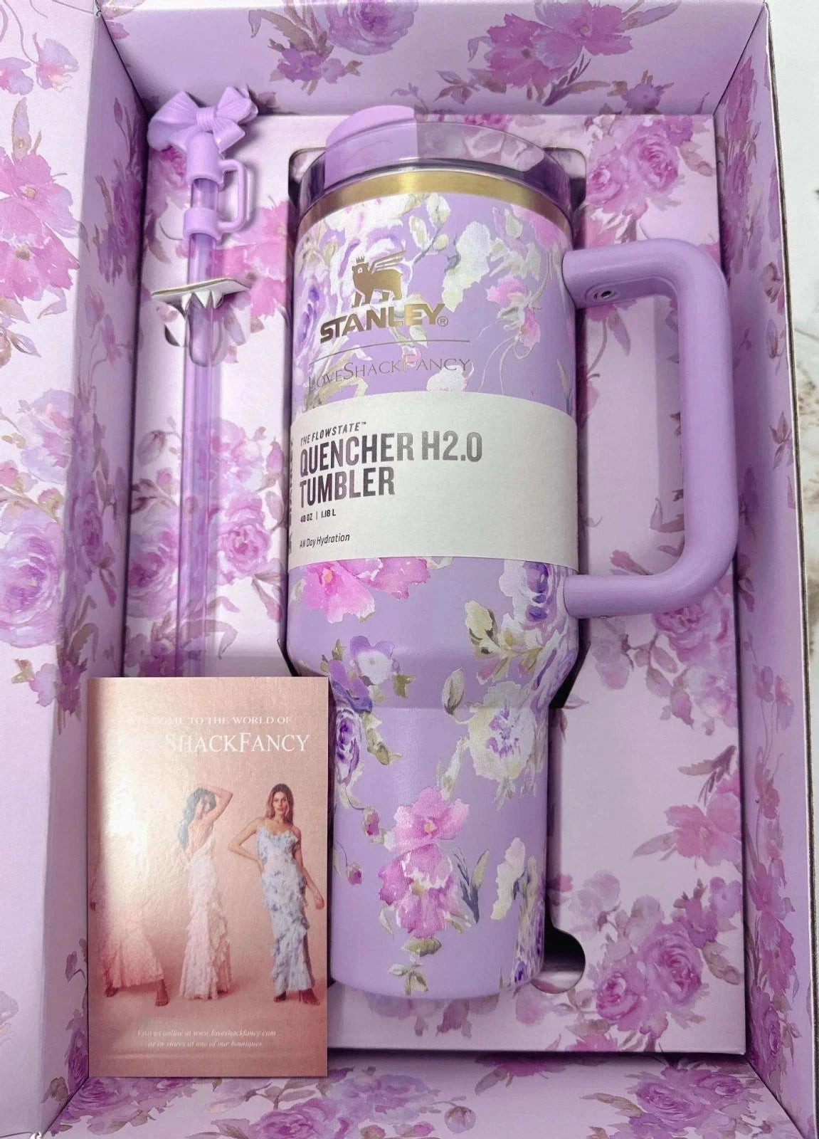 Floral Purple Tumbler – Elegant Flower Print Travel Cup