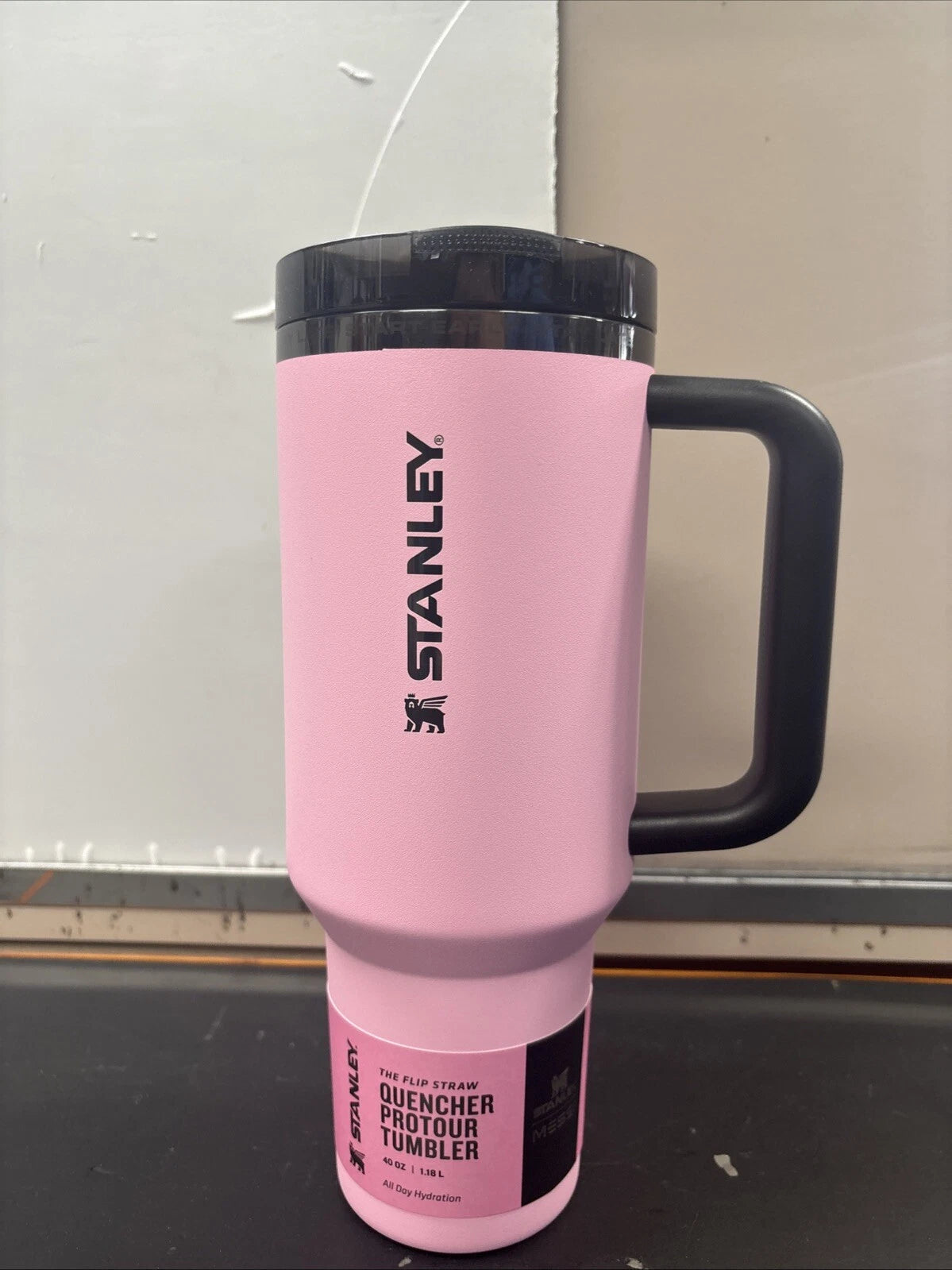 40 oz Pink Insulated Travel Tumbler with Handle & Straw – Goat Design