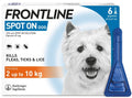 FRONTLINE Spot On Dog for small dogs 2–10 kg, six 0.67 ml pipettes — correct small-dog packaging
